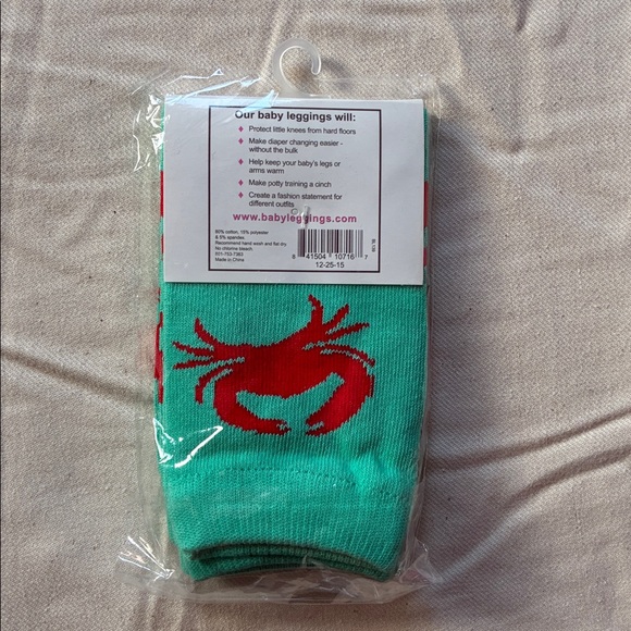 Baby Leggings Green and Red Crab Socks - Picture 2 of 2